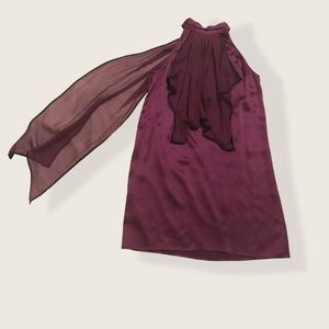 NU Collective Silky Deep Purple Sheath Dress with Flowy Train